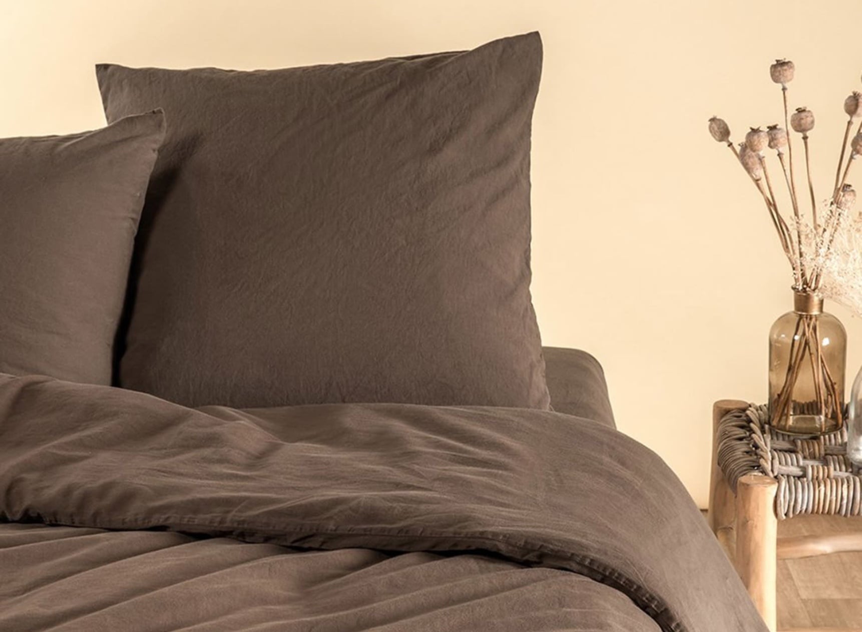 Taie d'oreiller 60x60 Satin de coton bio - Brun 2