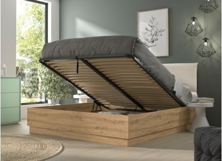 Ottoman bed 160x200 with mattress KAREL - Light Oak