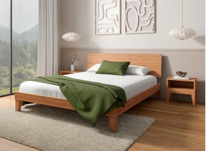 Letto con testiera piena 160x200 e comodini ACHILLE - Faggio