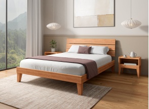 Bed met hoofdbord trio 140x190 & nachtkastjes ACHILLE - Beuk