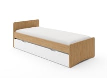 Lit gigogne 90x200 HECTOR - Chêne/Blanc - 4