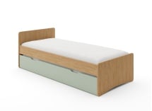 Lit gigogne 90x200 HECTOR - Chêne/Vert - 4