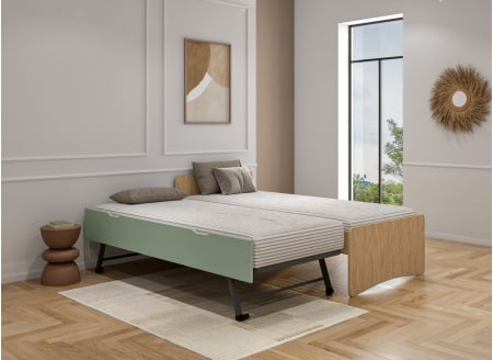 Cama nido 90x200 HECTOR - Roble/Verde