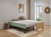 Lit gigogne 90x200 HECTOR - Chêne/Vert - 2