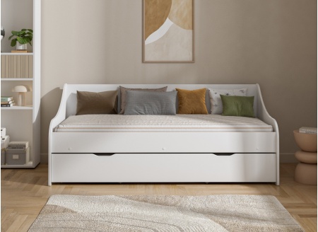 BERCY White 80x200 trundle bed + 2 mattresses