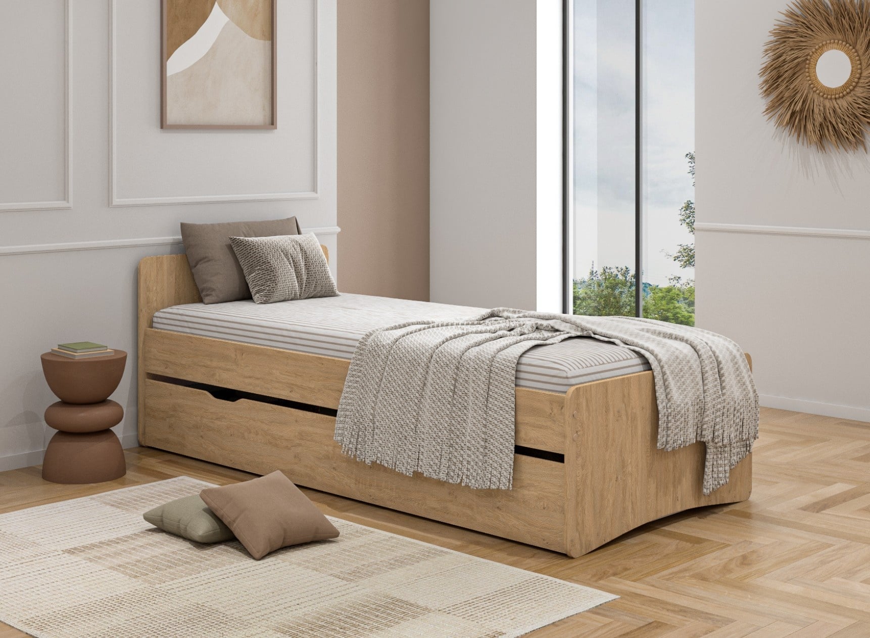 Ausziehbett 90x200 HECTOR - Eiche