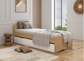 HECTOR 90x200 trundle bed - Oak/White
