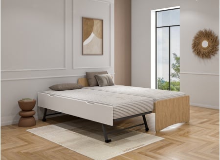 HECTOR 90x200 trundle bed - Oak/White