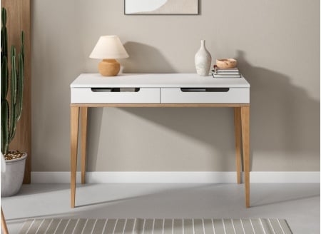 Scrivania con 2 cassetti VOLT – Bianco/Legno