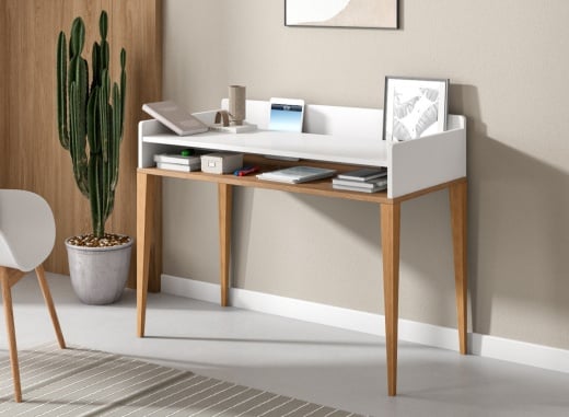 Bureau à casier VOLT – Blanc/Bois