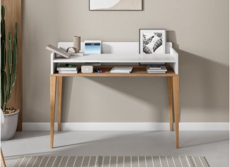 Bureau met opbergruimte VOLT – Wit/Hout