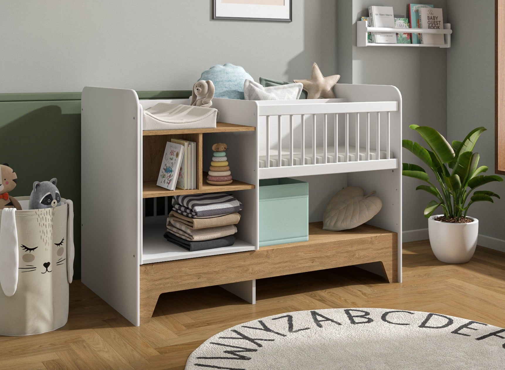 Cuna evolutiva 3 en 1 BROOM - Blanco/Roble