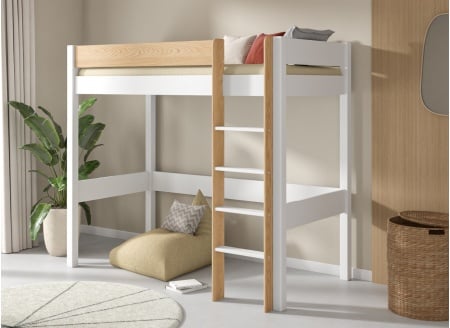 Lit mezzanine 90x190cm en pin massif HOYA - 1