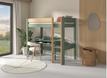 Lit mezzanine 90x190cm en pin massif HOYA Kaki - 3