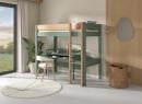 Lit mezzanine 90x190cm en pin massif HOYA Kaki - 3