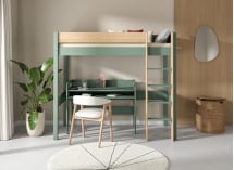 Lit mezzanine 90x190cm en pin massif HOYA Kaki - 4
