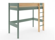Lit mezzanine 90x190cm en pin massif HOYA Kaki - 5