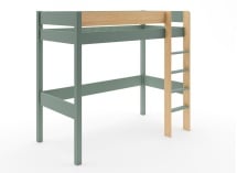 Lit mezzanine 90x190cm en pin massif HOYA Kaki - 6