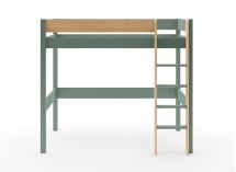 Lit mezzanine 90x190cm en pin massif HOYA Kaki - 7