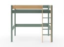 Lit mezzanine 90x190cm en pin massif HOYA Kaki - 7
