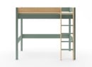 Lit mezzanine 90x190cm en pin massif HOYA Kaki - 8