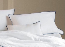 Taie d'oreiller Percale - Blanc & Bleu Marine - 1