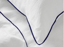 Lot de 2 taies 100% Coton - Blanc et Bleu Marine - 2