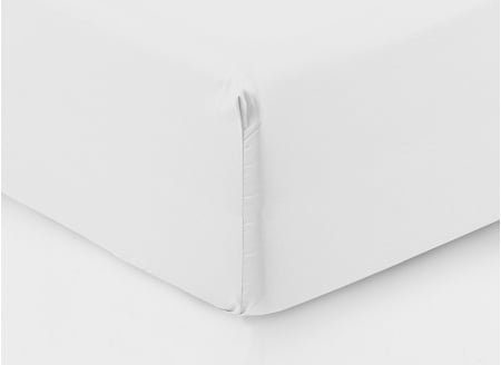 Drap housse 1 place Percale de Coton 120 fils - Blanc 1