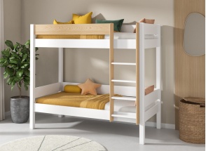Etagenbett aus massiver Kiefer 90x190 HOYA - Weiß/Kiefer