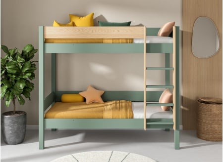 Stapelbed van massief dennenhout 90x190 HOYA - Kaki/Den