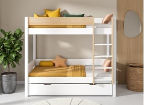 Stapelbed 3 slaapplaatsen massief grenen 90x190 HOYA - Wit/Grenen