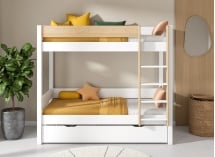 Lit superposé 3 places Pin massif HOYA Blanc - 1