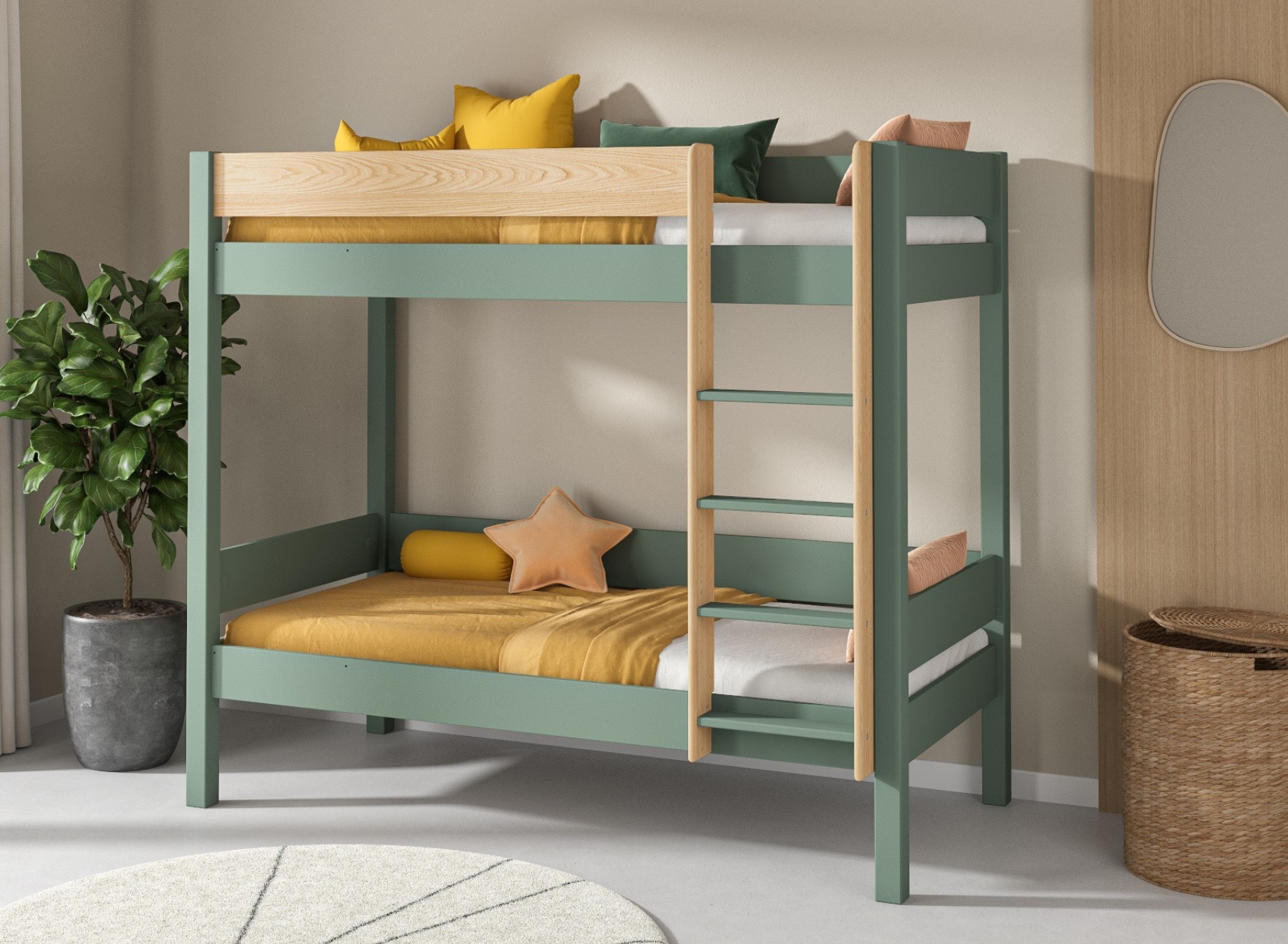 Lit superposé en pin massif 90x190 HOYA - Kaki 1