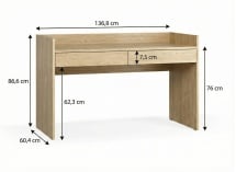 Bureau avec 2 tiroirs LILO  Chêne - 5