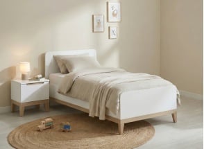 Kinderbett 90x200 VOLT – Weiß/Buche