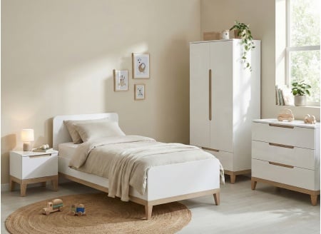 VOLT 90x200 Kinderbed – Wit/Beukenhout