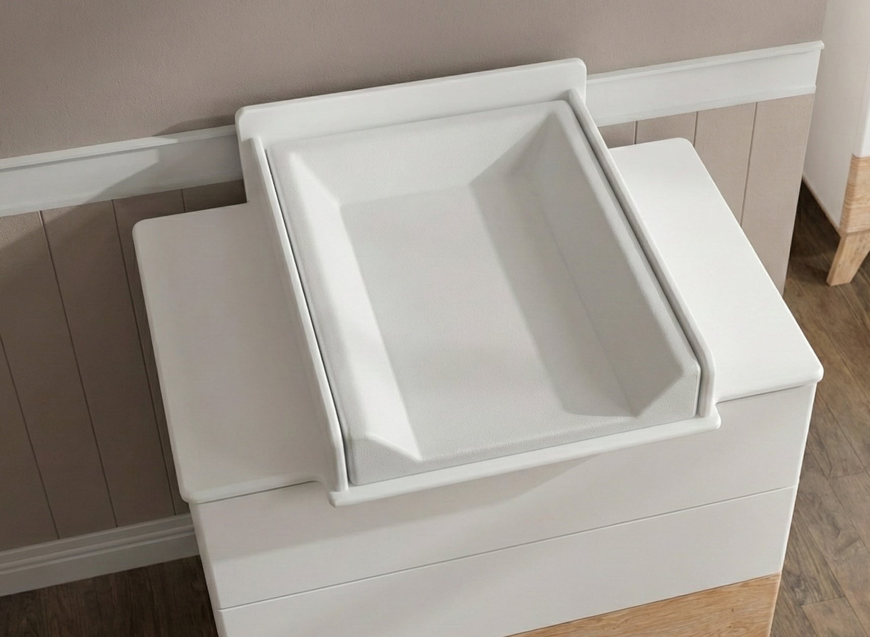 regalik Verschoonblad voor Koppang van IKEA, Aankleedopzetstuk voor 46 cm Ladekasten, Afneembaar Aankleedblad, Afgeronde Frontpanelen, Wit, 72cm x 54cm