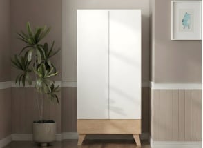Armario 2 puertas 1 cajón HAXO – Blanco/Pino