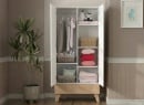 Armoire 2 portes 1 tiroir HAXO – Blanc/Pin - 2