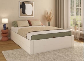 SELIO 140x190 wooden storage bed - White