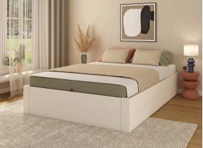 SELIO 160x200 wooden storage bed - White