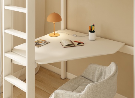 Escritorio en ángulo para cama alta ARTHUS - Blanco