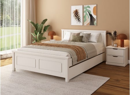 Tweepersoonsbed 140x200 met hoofdeinde ROMANE - Wit