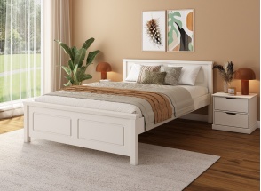 Doppelbett 140x200 mit Kopfteil ROMANE - Weiß