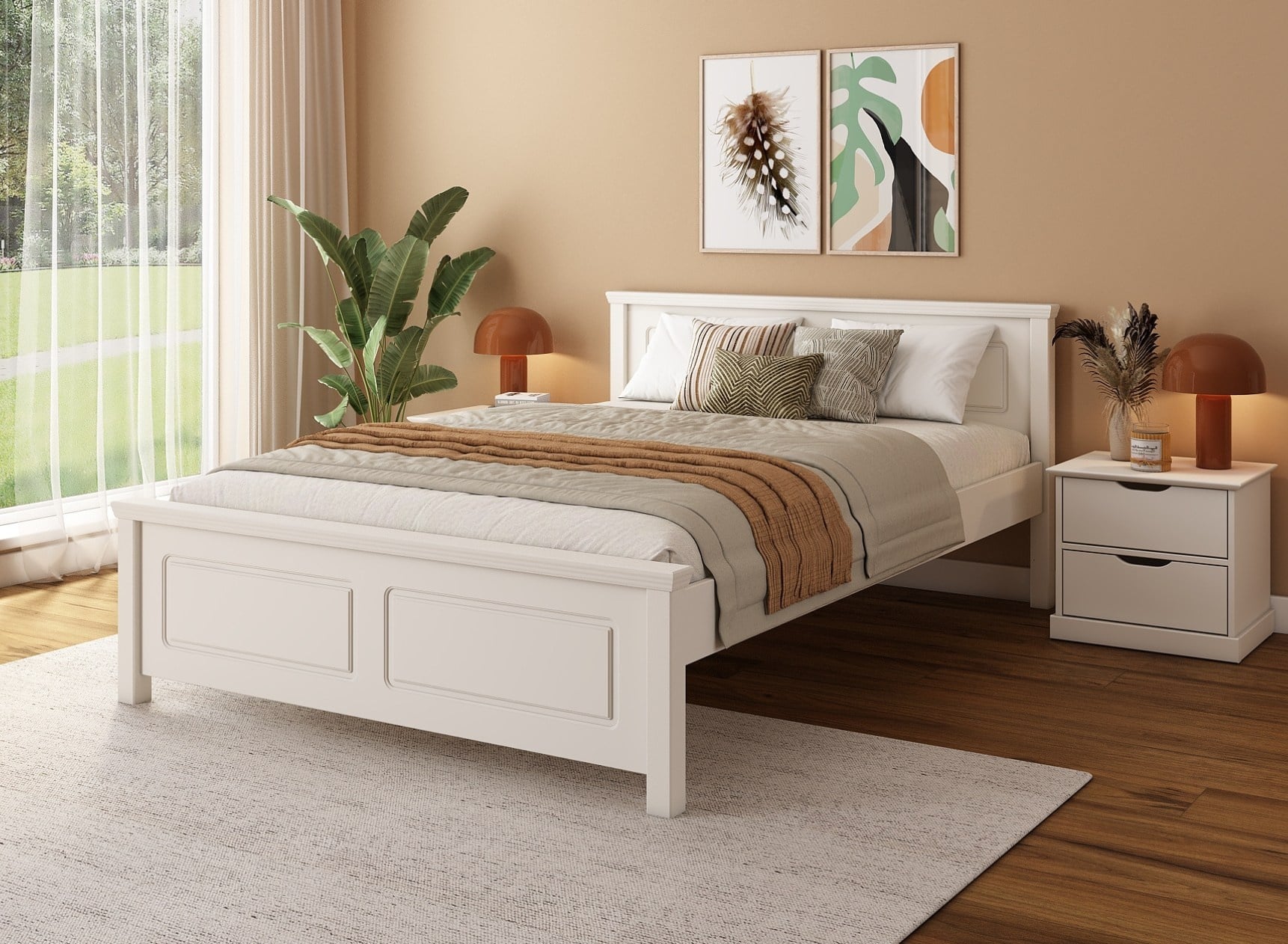 Letto matrimoniale 140x200 con testiera ROMANE - Bianco