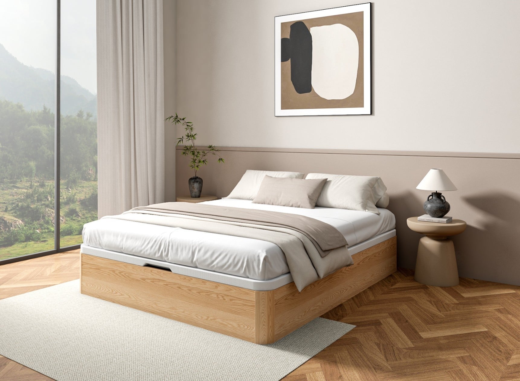 Cama canapé 140x200 de madera maciza HOYA - Pino