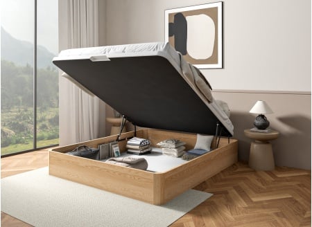 Storage bed 140x200 solid wood HOYA - Pine