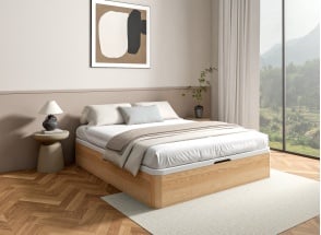 Lit coffre 160x200 en bois massif HOYA - Pin