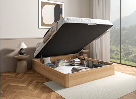 Letto contenitore 160x200 in legno massello HOYA - Pino