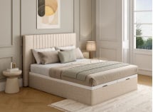 Lit coffre 160x200 avec tête de lit ALOE - Crème - 1